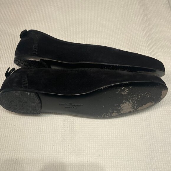 Salvatore Ferragamo RIAS Black Suede Ballet Flats, 6 1/2 B - Picture 5 of 12